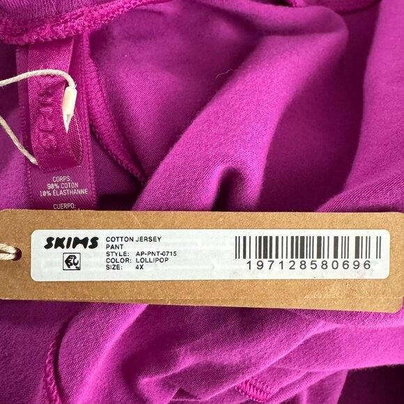 Skims Cotton Blend Jersey Foldover Pants 4X Lollipop Magenta NWT PT-2545 - Picture 9 of 11